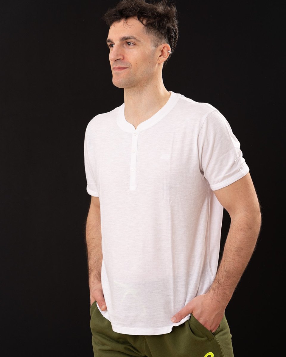 T-Shirt – T shirt serafino Bianco Panna - immagine 5