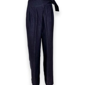 Pantalone palazzo accavallato lino