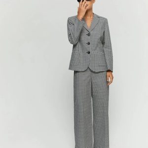 Pantalone wide leg vichy cotone strech
