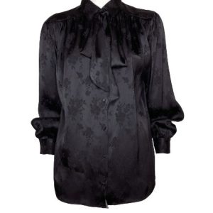 Camicia+fiocco stampa fiori tinta su tinta