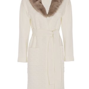 LANA CAPRINA – CAPPOTTO CON COLLO ECOPELLICCIA