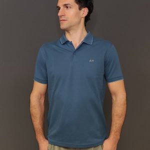 Polo – Polo small stripe collar Avio