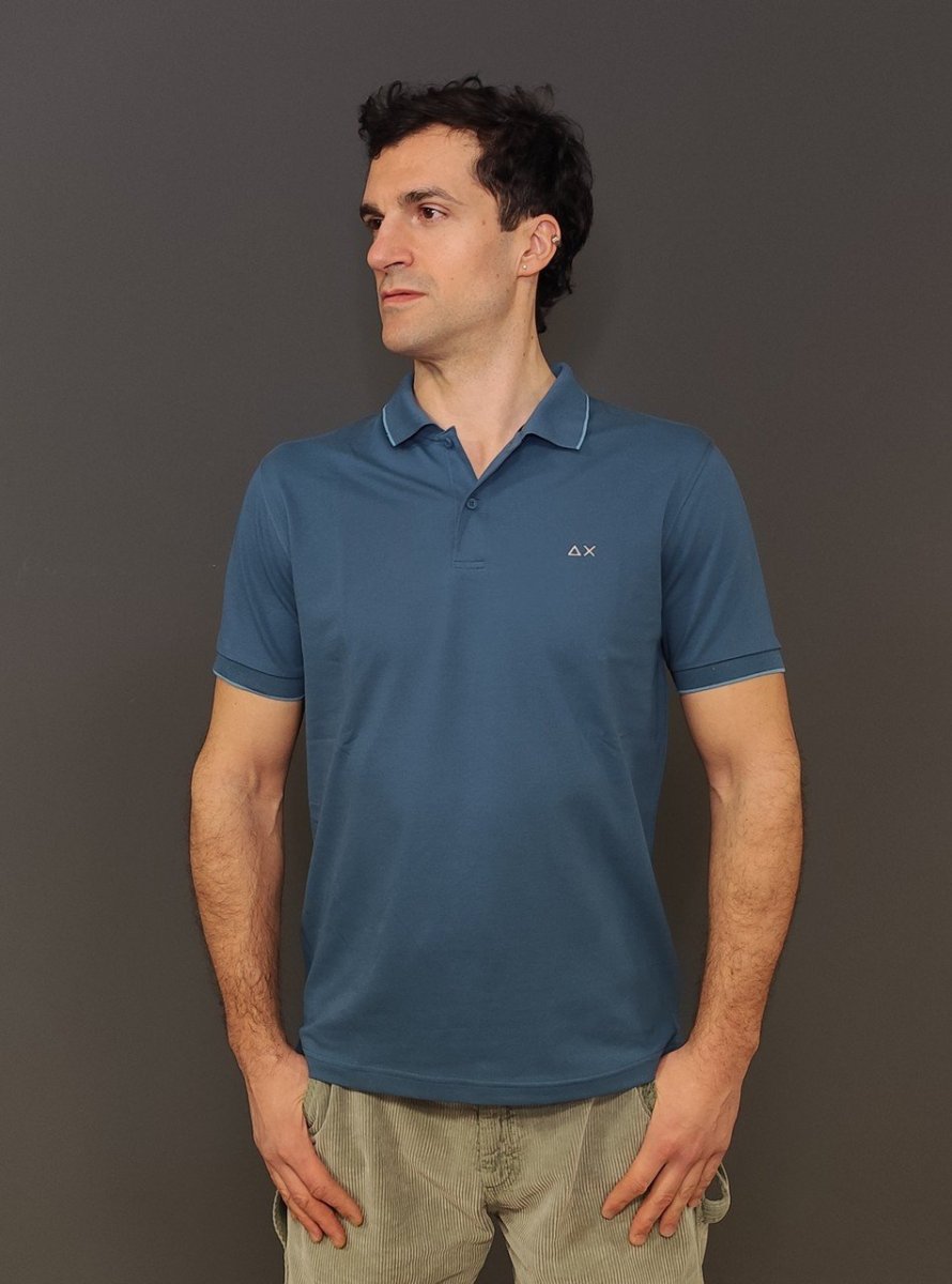 Polo – Polo small stripe collar Avio