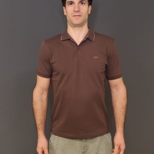 Polo – Polo small stripe collar Marrone