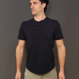 T-Shirt – Henley tee piquet Navy