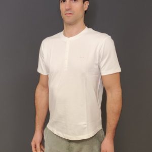 T-Shirt – Henley tee piquet Bianco Panna