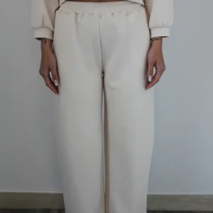 Pantalone palazzo in felpa avorio – Have One