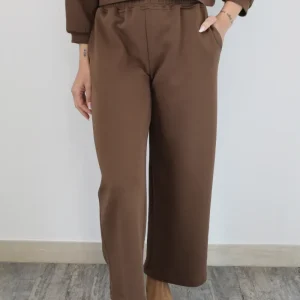 Pantalone palazzo in felpa cioccolato – Have One