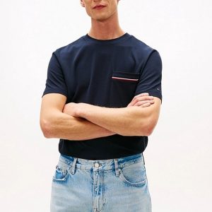 T-Shirt – Stripe pique pocket tee Navy