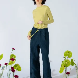 Pantaloni Milo in cotone riciclato con elastico in vita e coulisse regolabile - Blu Navy