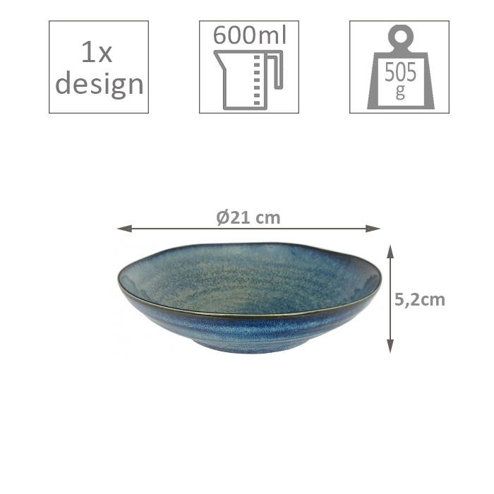 Piatto fondo in porcellana serie Cobalt Blue – 21 cm - immagine 3