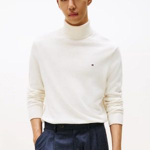 Maglie – Pima roll neck con casmere Ivory Petal