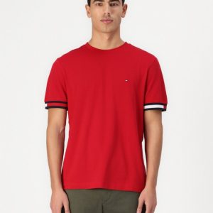 T-Shirt – Global stripe tee cuff Red