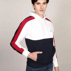 Felpe – Global stripe block hoodie White