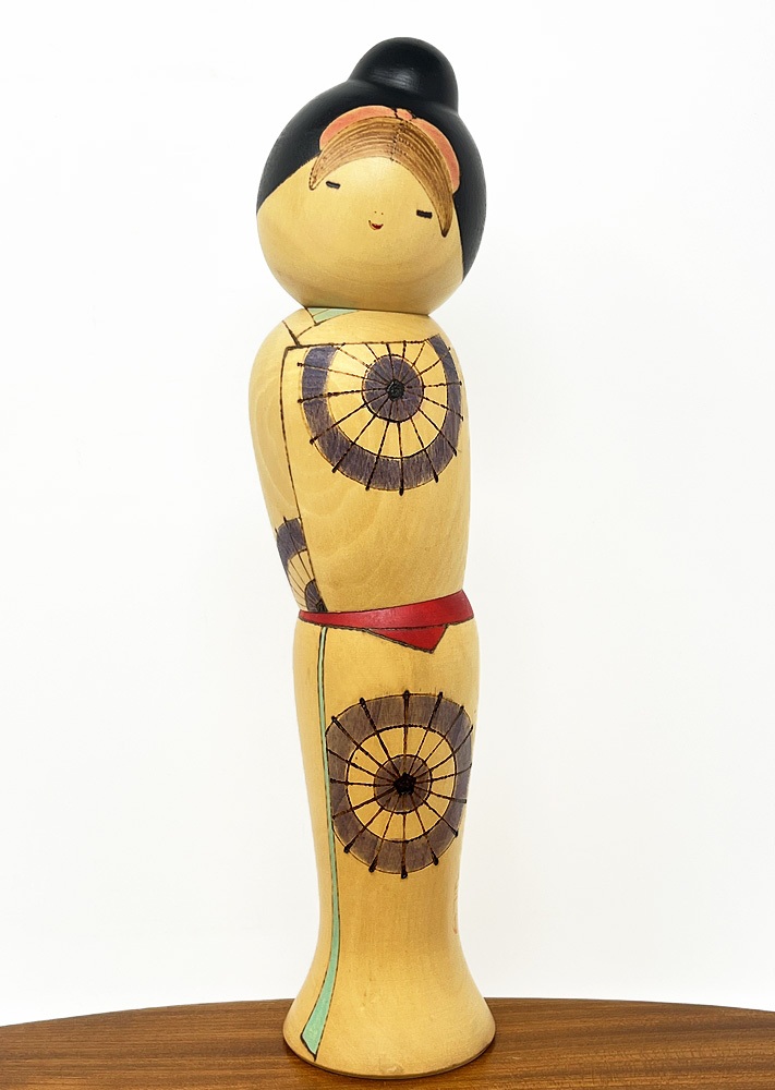 Esclusiva kokeshi vintage da collezione “Ame” – “Pioggia” di Sansaku Sekiguchi (32,5cm)