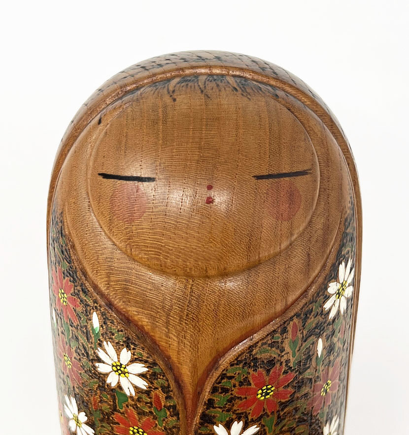 Esclusiva kokeshi vintage “Satoshin” di Kanou Chiyomatsu (28,5 cm) - immagine 7
