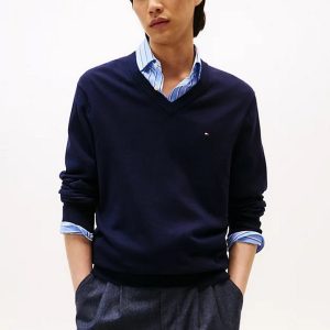 Maglie – Pima cotton cashmer V neck Navy