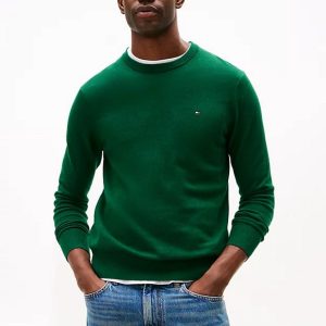 Maglie – Pima cotton cashmer crew Ornamental Green Heather