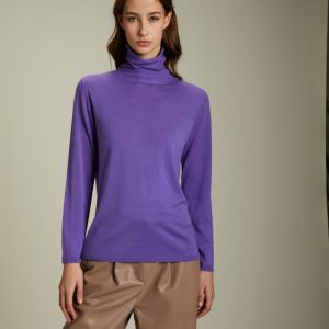 KANGRA – Maglia Dolcevita Slim Lunga in Seta e Cashmere