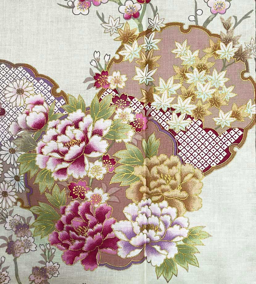 Yukata corto color avorio con elegante motivo di fiocchi di neve - immagine 7